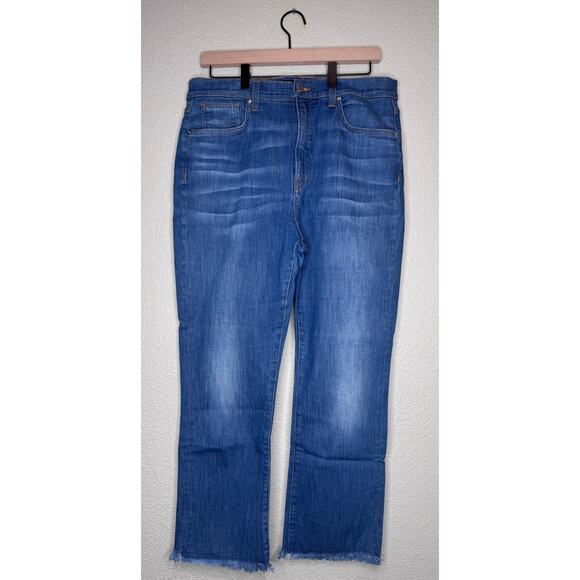 Veronica Beard Jeans Carly Kick Flare High Rise in Sunrise Blue Size 32 Raw Hem - Picture 1 of 8